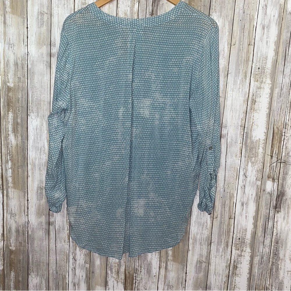 Lou & Grey Geometric Print High Low Button Down - Picture 6 of 6